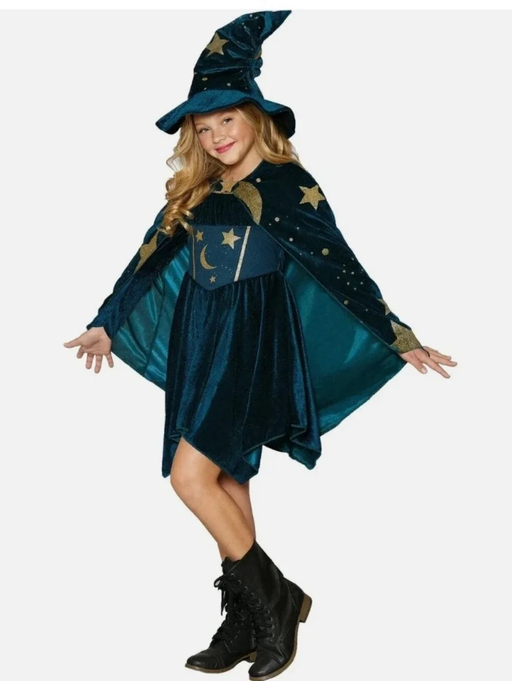 Green Velvet And Gold Sparkle Wizard Costume